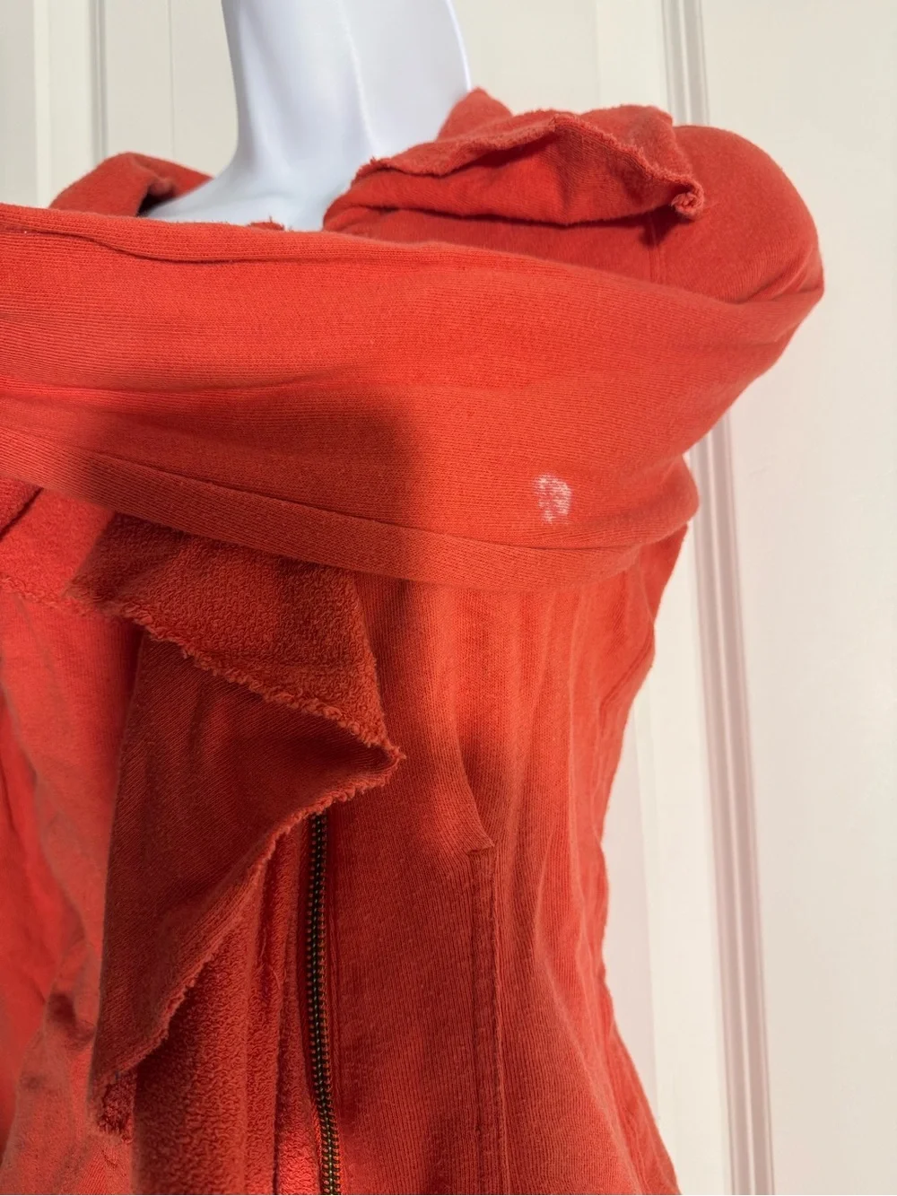 Free People Orange Ruffle-Front Hoodie
